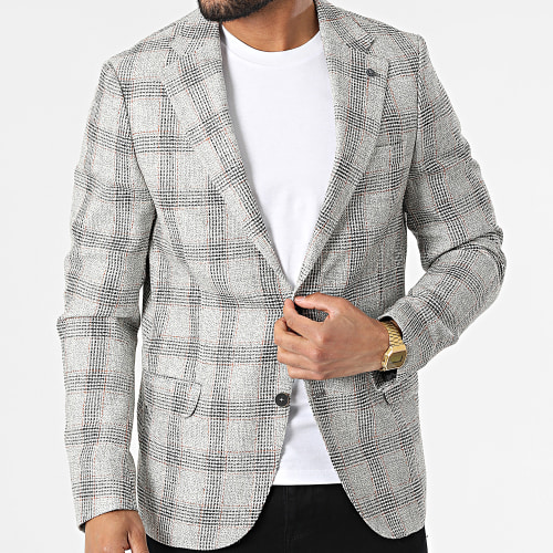 Veste Blazer A Carreaux 11587 Gris Chiné