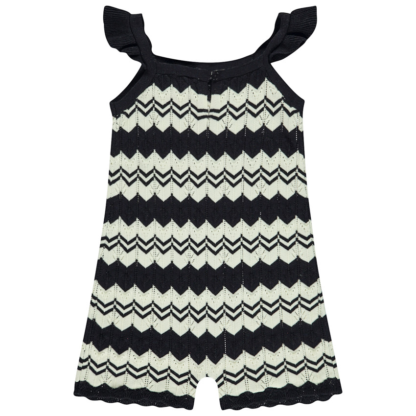 Salopette courte en crochet motifs fantaisie aztèque pour fille