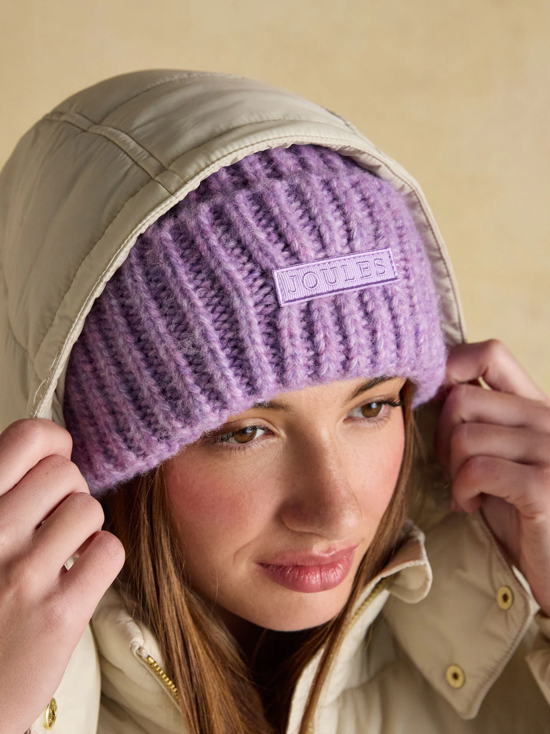 Paars - Joules Rosa beanie-muts