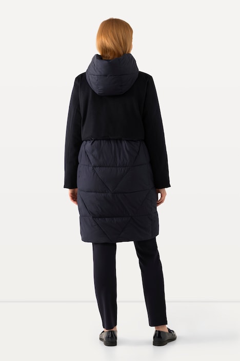 Jacke, Materialmix, 2-Wege-Zipper, Kapuze