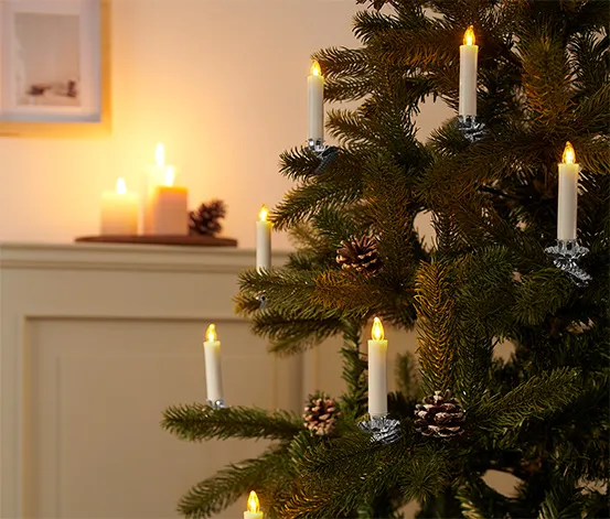 12 LED-Weihnachtsbaum-Kerzen, cremeweiß
