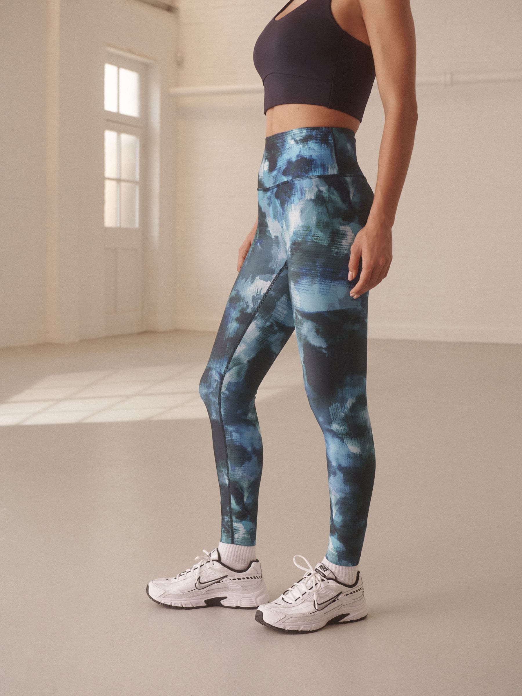 Blue Paint Print - Power Active sportlegging