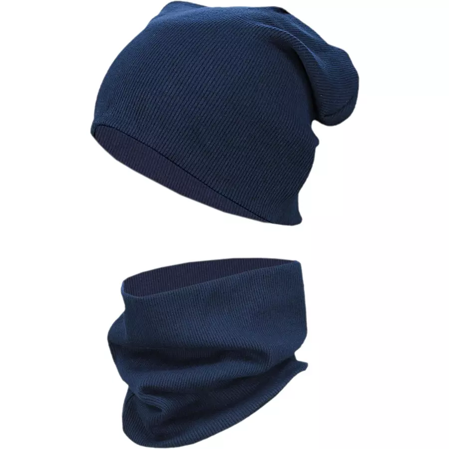TupTam Unisex Kinder Beanie Mütze Schlauchschal Set dunkelblau