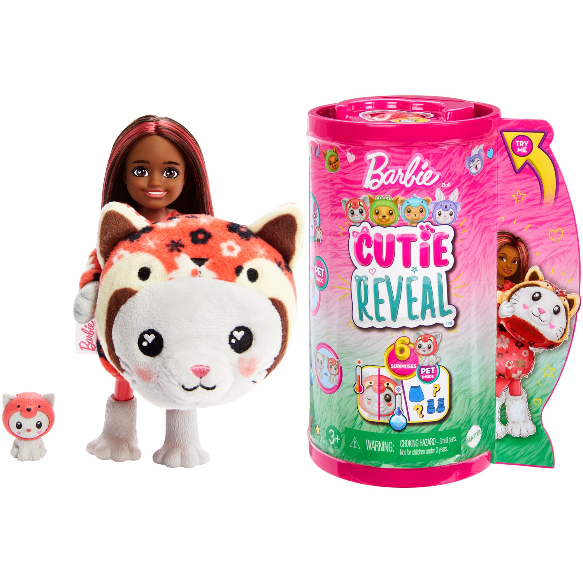 Mattel Puppe Barbie Cutie Reveal Chelsea Costume Cuties Serie - Kitty Red Panda