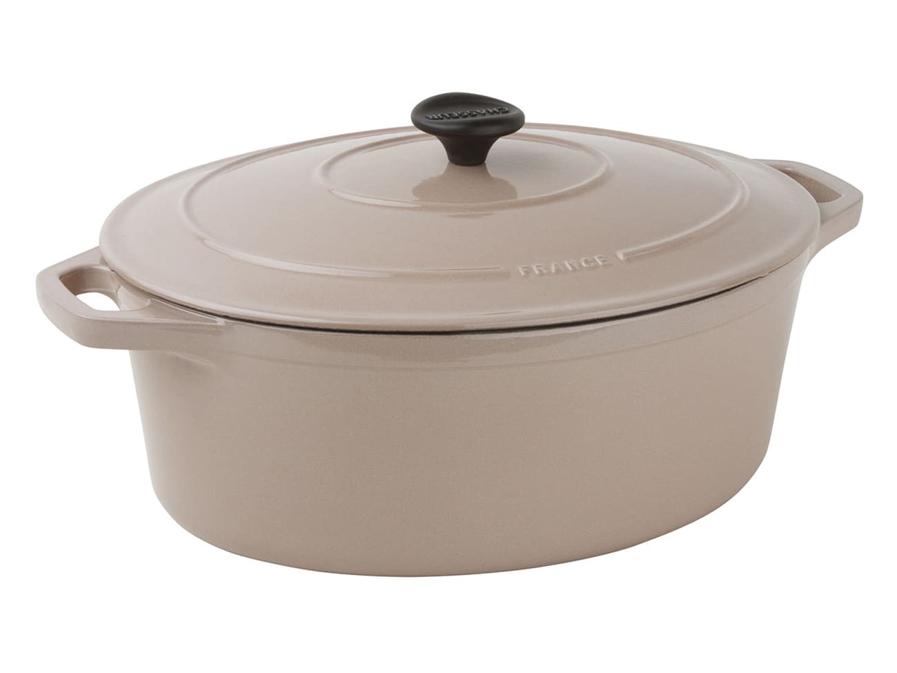 Cocotte ovale en fonte - champignon - 31 x 26 cm - Le Chasseur