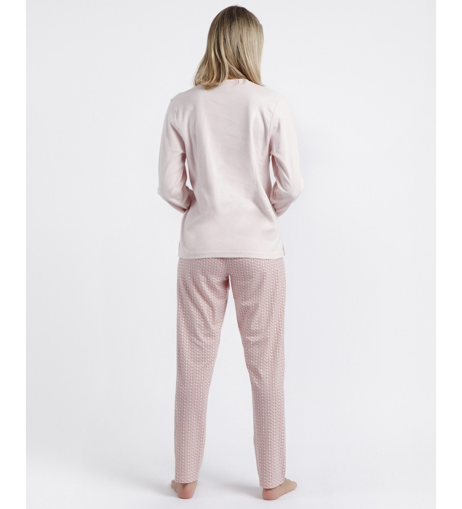 Pijama Admas Manga Correntes Longas Rosa Rosa