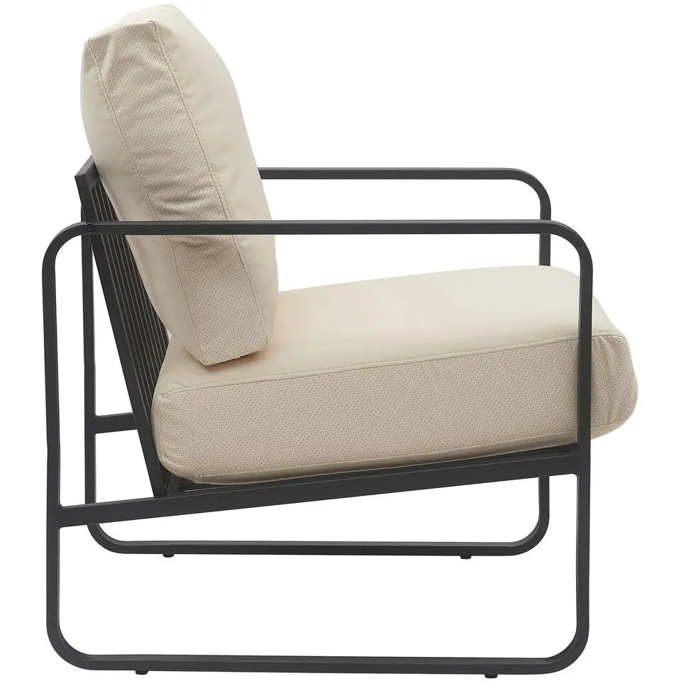 CLP Lounger Manea zwart Frame - Kunstleer - creme
