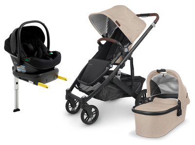 UPPAbaby CRUZ V2 Duovogn inkl. Beemoo Route Babybilstol & Base, Liam Beige/Black Stone