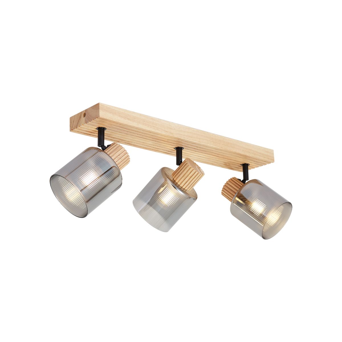 Moderne spot hout met smoke glas 3-lichts draai- en kantelbaar - Gracy