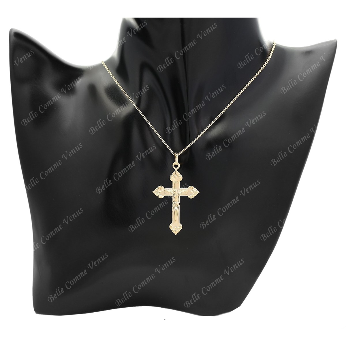 Collier croix crucifix Christ Plaqué OR 750 3 microns