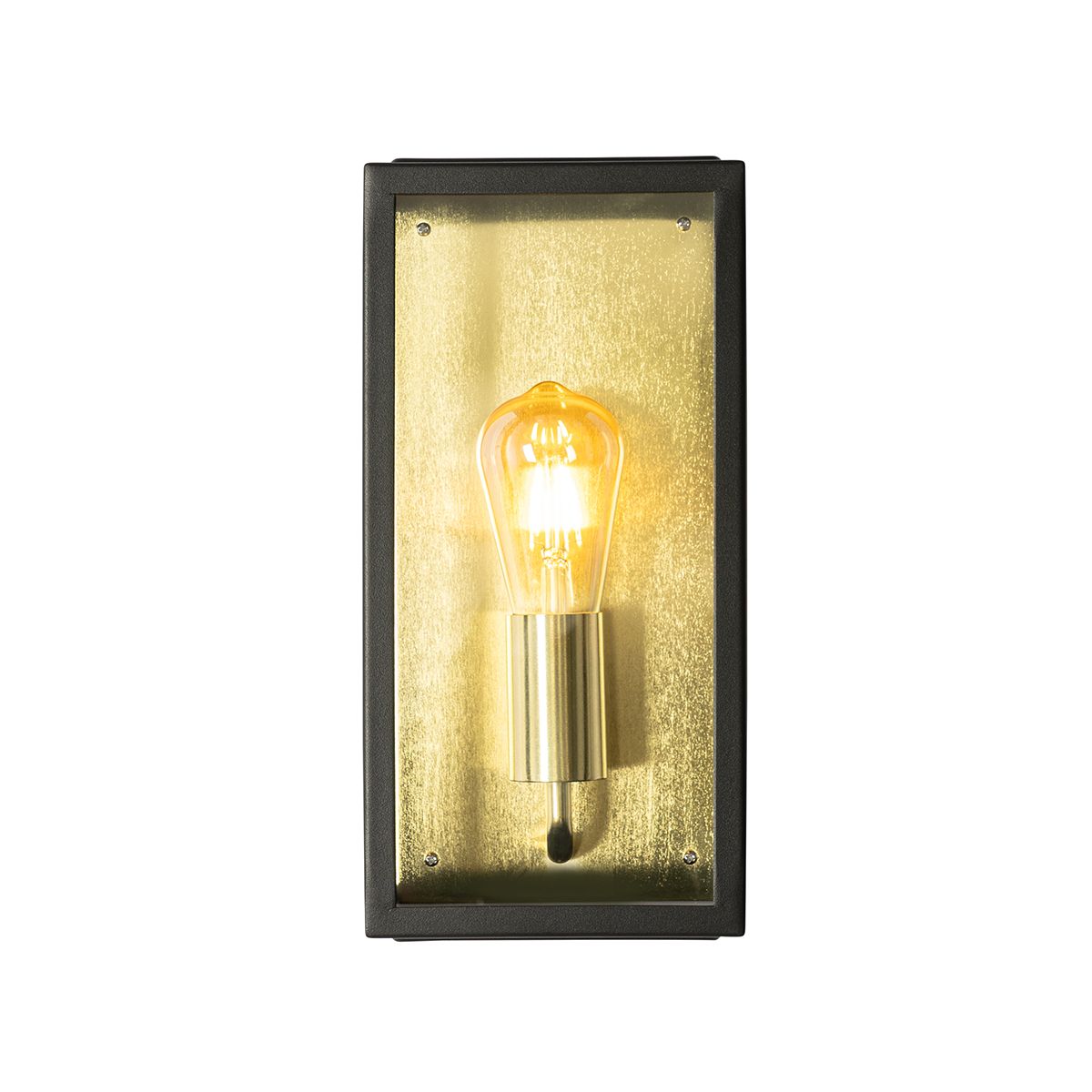 Industriële buiten wandlamp zwart met goud IP44 - Rotterdam