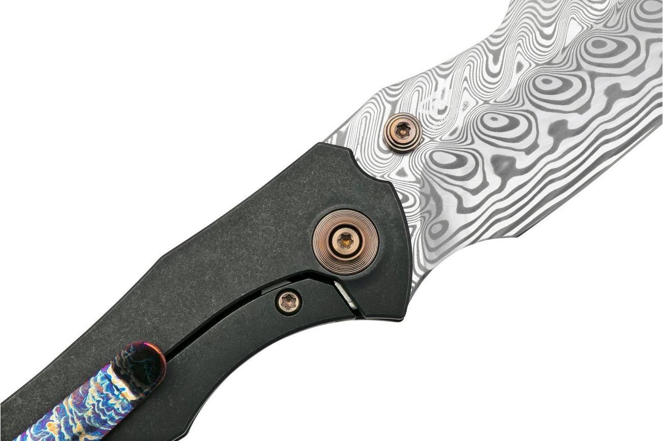 WE Knife High-Fin, WE22005-DS1, Black Titanium, Hakkapella Damasteel zakmes