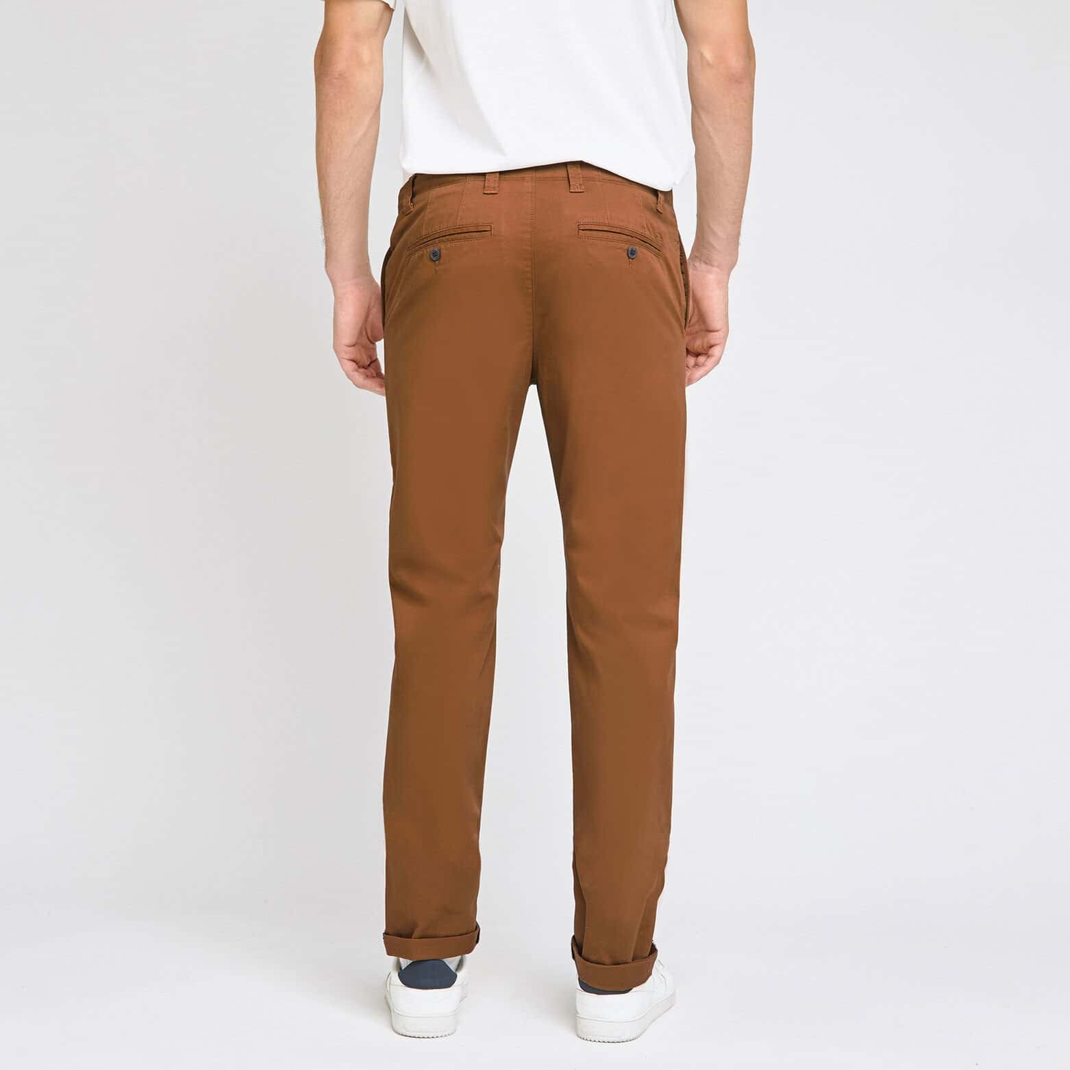 Pantalon chino slim Camel