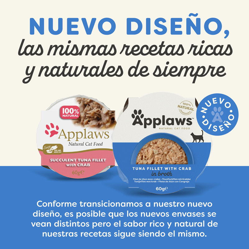 60g de ração para gatos Applaws de atum e caranguejo