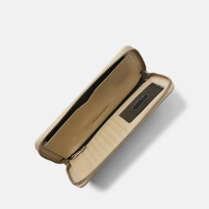Portefeuille en cuir pour femme en beige