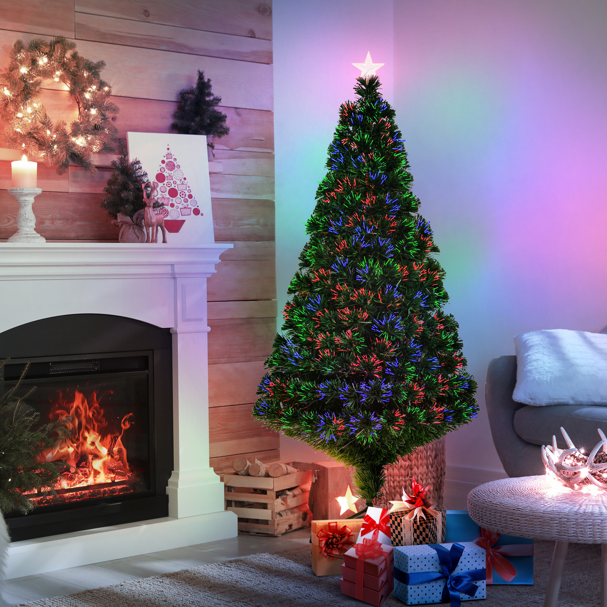 HOMCOM Weihnachtsbaum inklusive Metallständer grün 60 x 150 cm (ØxH)