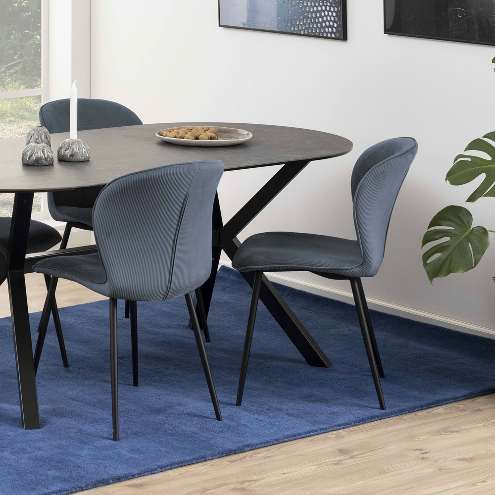 Lot de 2 chaises en velours côtelé gris