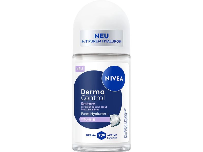 NIVEA Deo Roll-on Derma Control Restore 50 ml Deo bietet zuverlässigen Schutz vor Schweiss und unangenehmen Gerüchen
