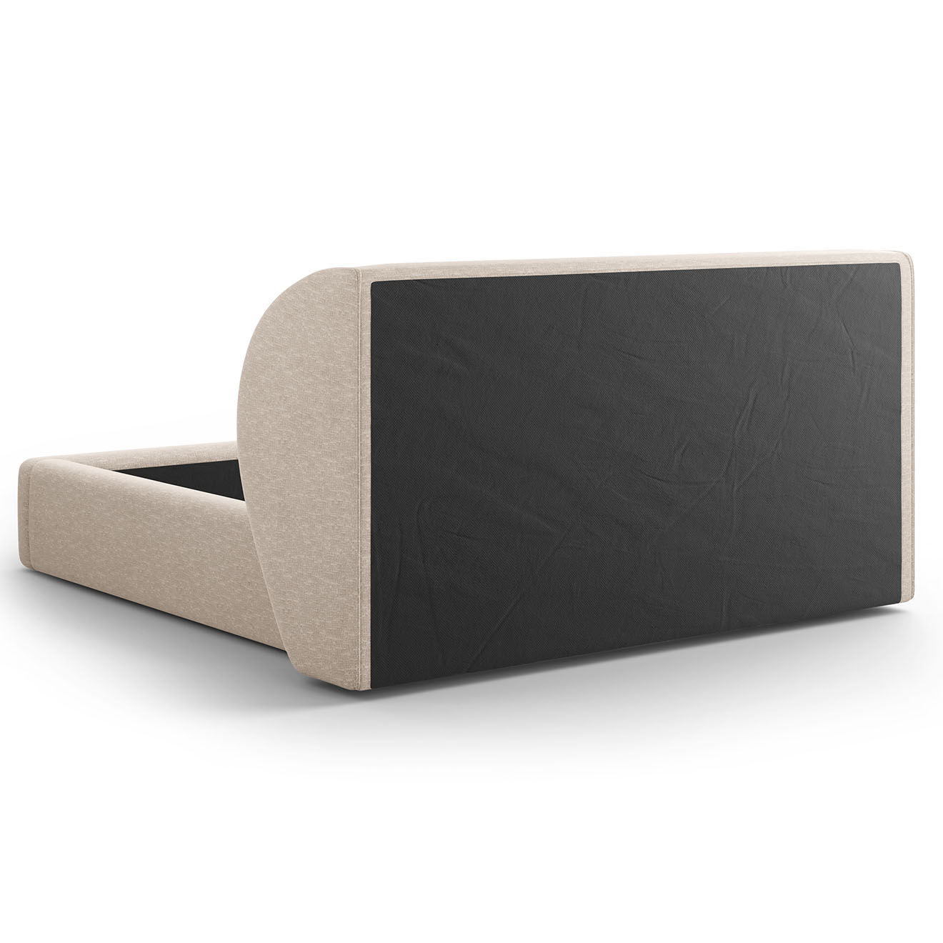 Micadoni Lit Coffre Chenille avec Tête de Lit Miley beige - 230x187x100 cm