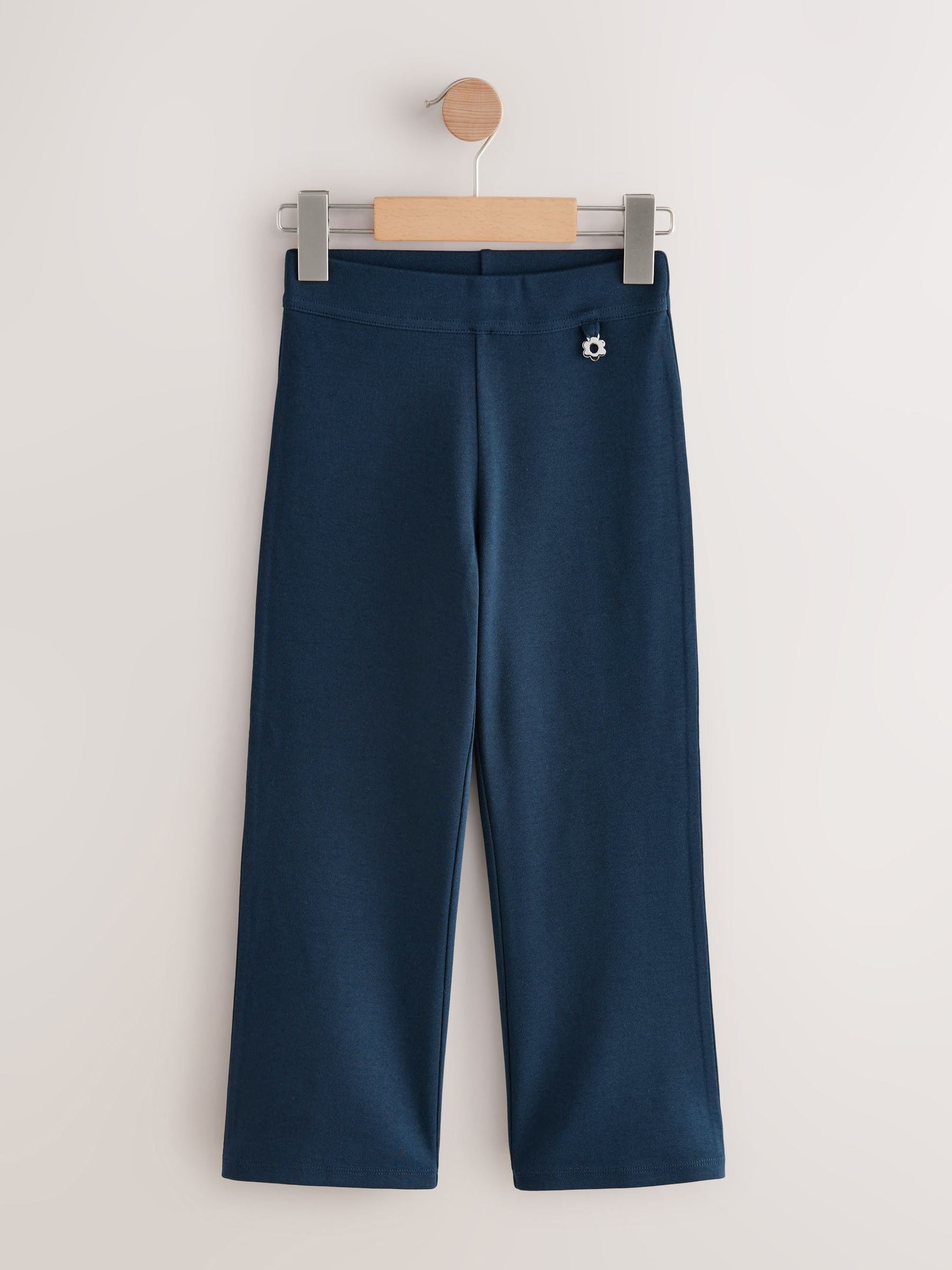 Donkerblauw - 2 schoolbroeken met hoog aandeel katoen, stretchy, bootcut en elastische tailleband (3-17jr)