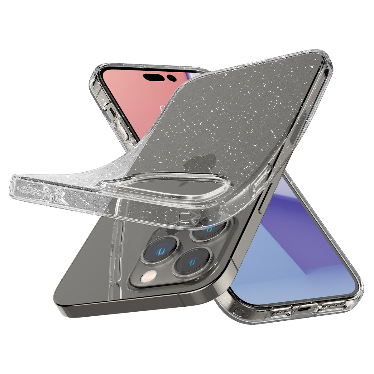 iPhone 15 Pro Liquid Crystal Glitter Case Gummi Hülle (ACS06701) - Transparent