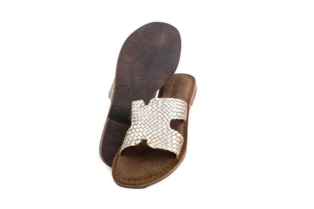 Lazamani Slipper Goud Vlecht