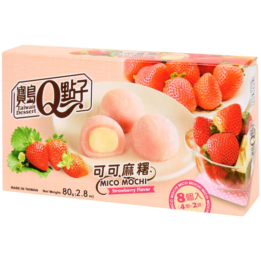 Q-Brand Mochi Aardbei 8 stuks | 80 gram
