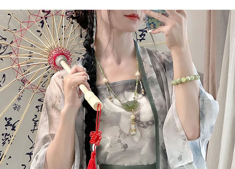 Francoix - Bloemen Hanfu Jas / Camisole Top / Maxi Rok / Set