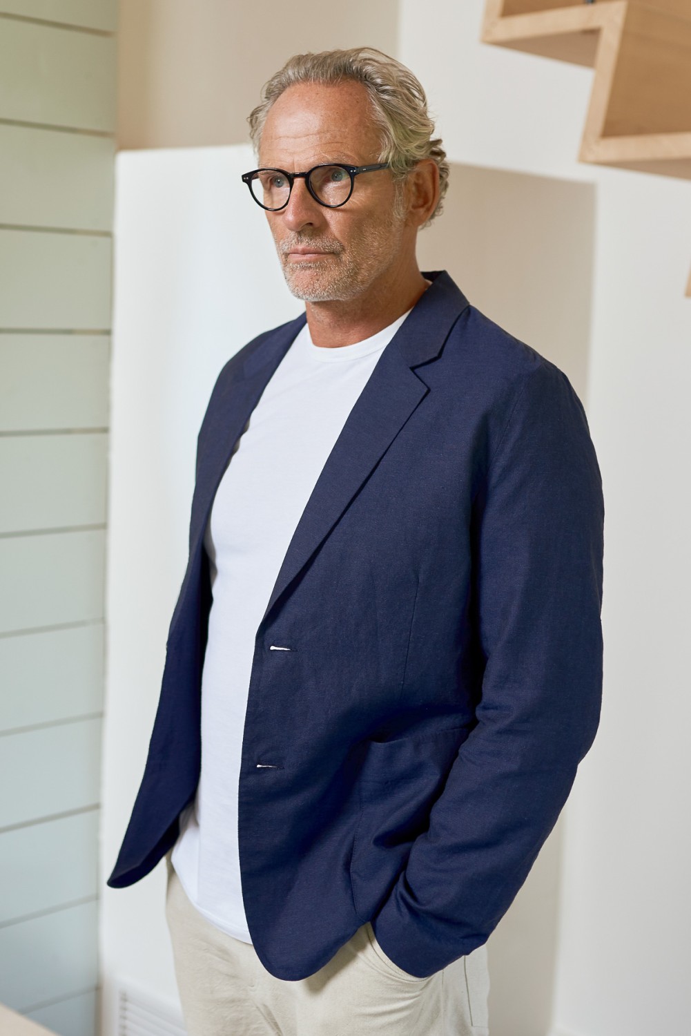 About Companions Blazer Enver Linen Navy