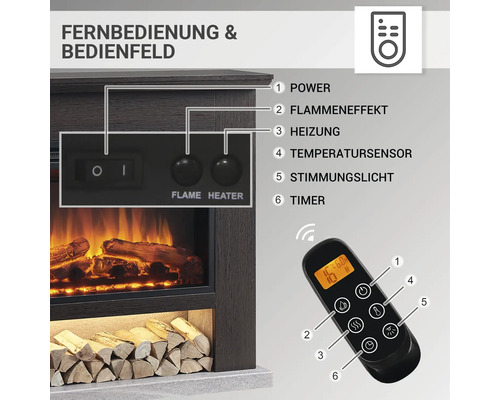 Elektrische haard Balderia Archie donker eiken 2000 watt