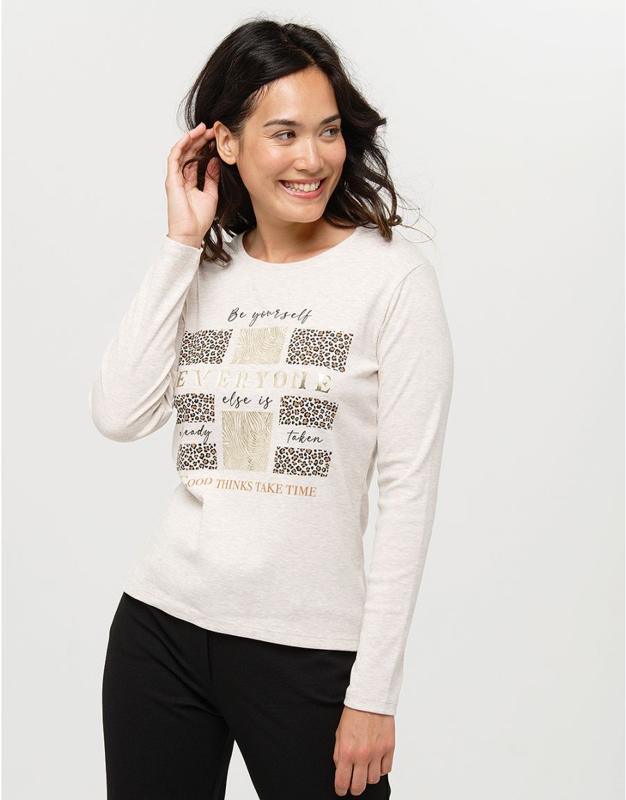T-shirt beige 50% coton