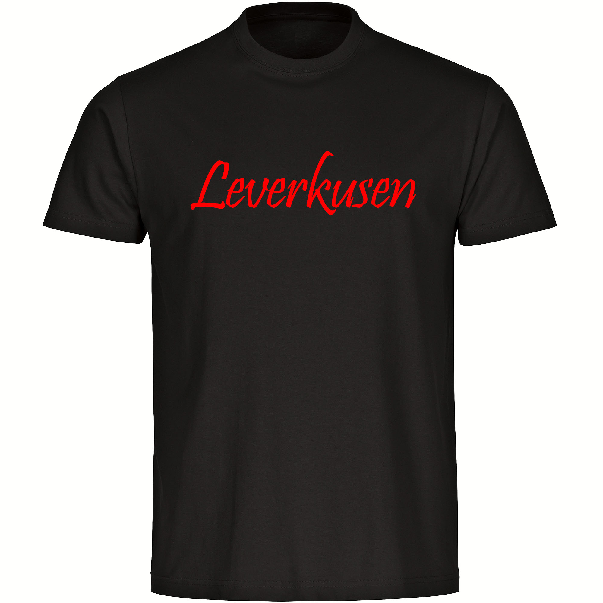 multifanshop® Herren T-Shirt - Leverkusen - Schriftzug - Druck rot