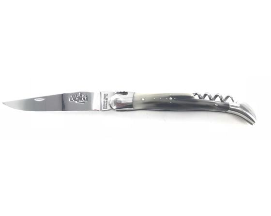 Laguiole Tradition 12 cm - 2 mitres - 2 pièces - Pointe de Corne Couteau de Poche Forge de Laguiole