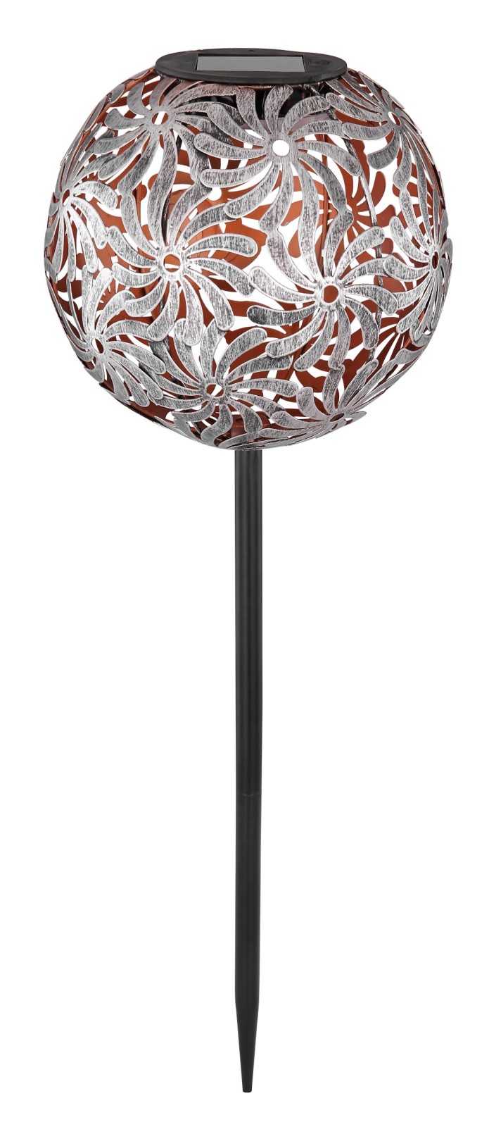 LED-Solarleuchte - silber-grau antik - 54 cm hoch