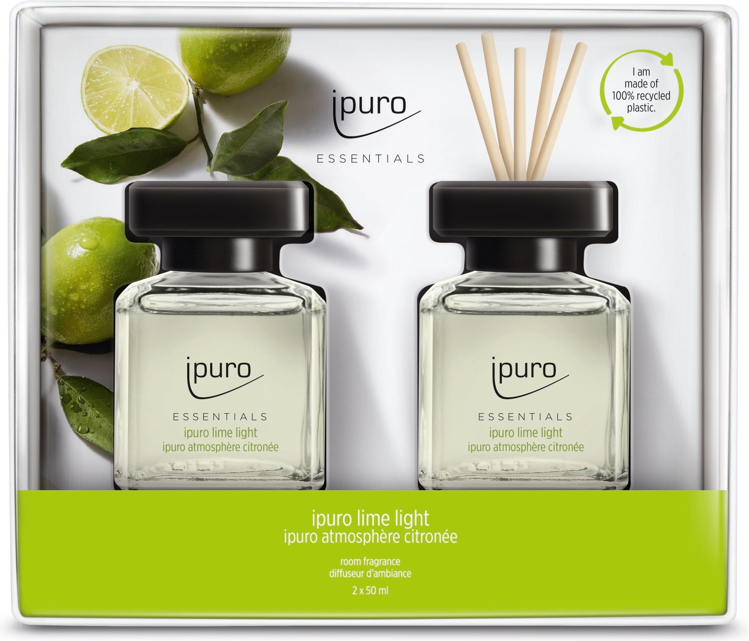 Ipuro geurstokjes Essentials Lime Light 50 ml 2 stuks