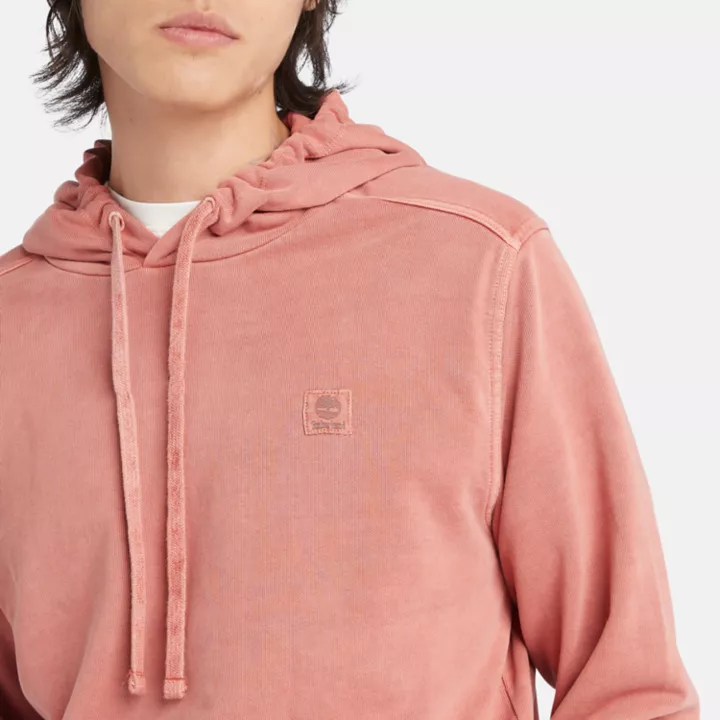Sweat à capuche teint en plongée pour homme en rouge