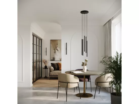 Lampes suspendues Pastelo moderne en acier - 2 sources lumineuses - L.15 x H.118 cm - noir