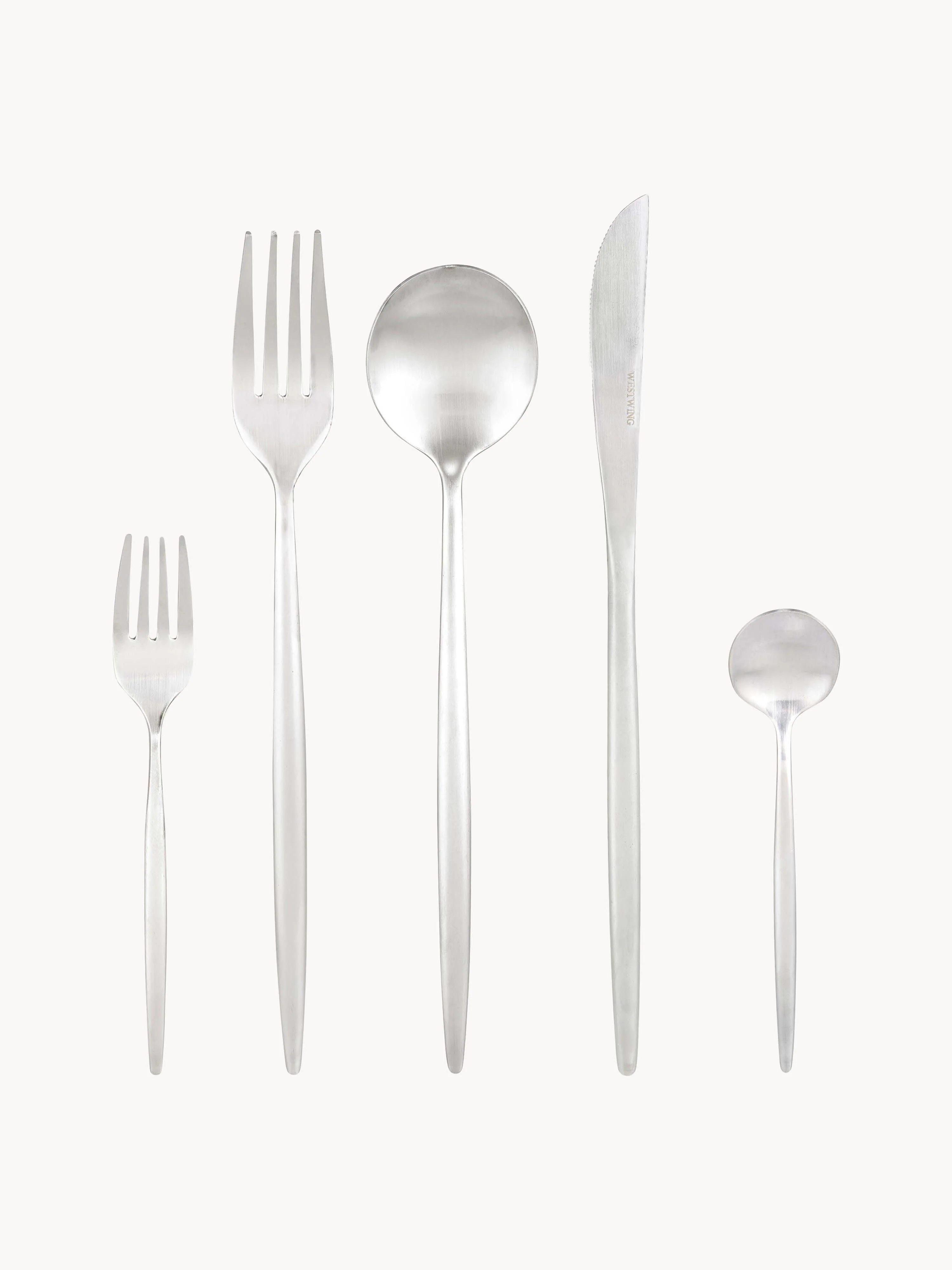 Mat geborstelde bestekset Shimmer, in verschillende setgroottes