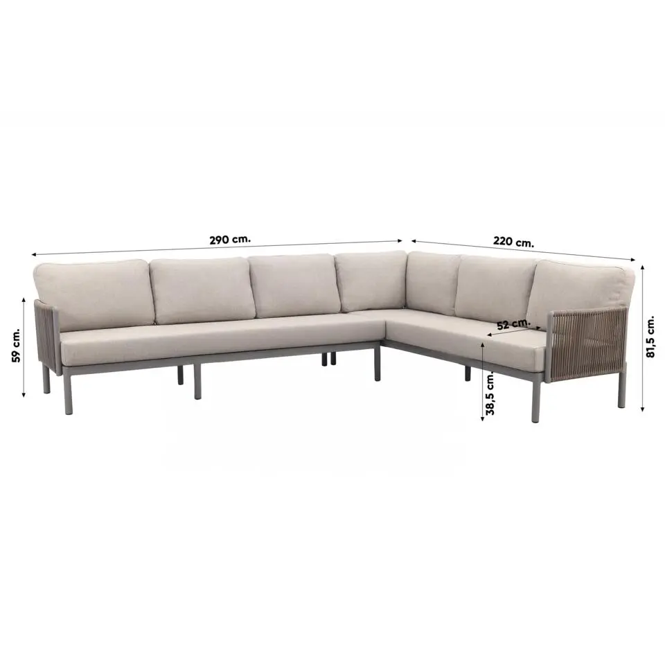 VDG Sierra hoek loungeset - Naturel/Grijs