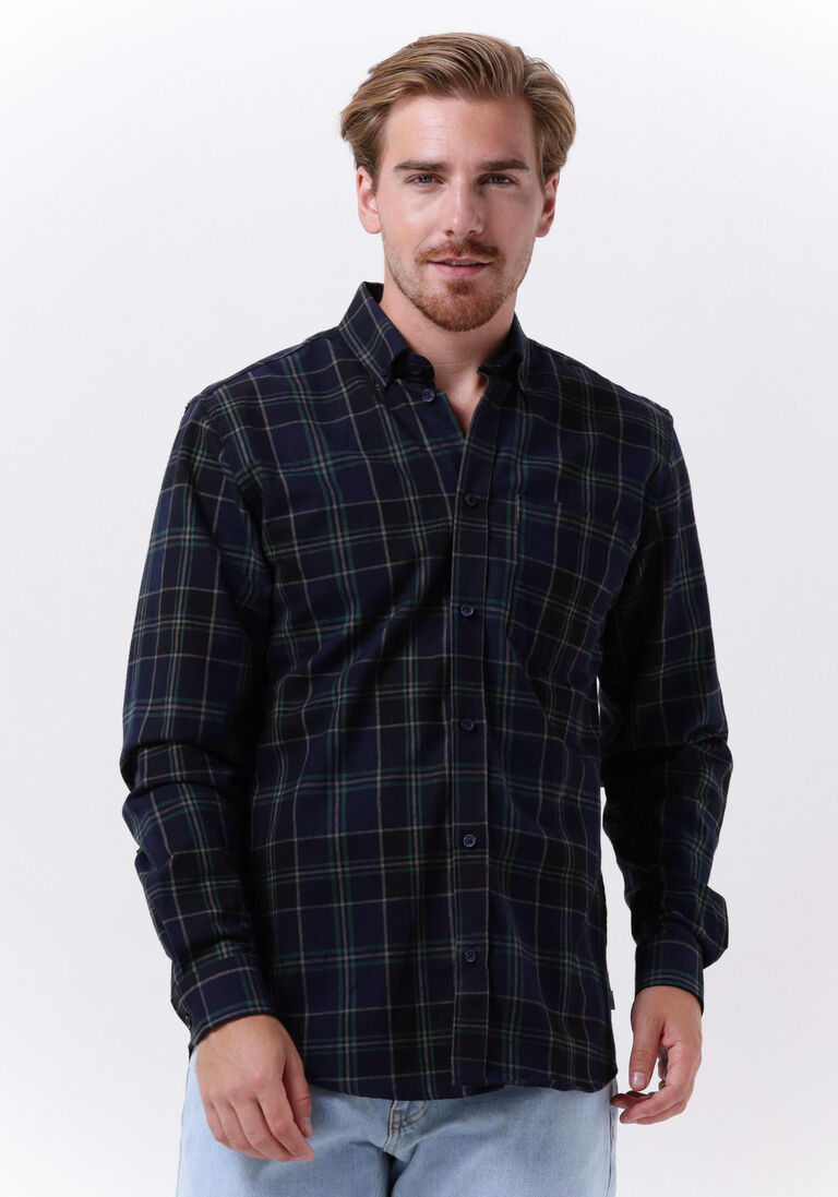 WOODBIRD donkerblauwe woodbird overshirt fling check shirt