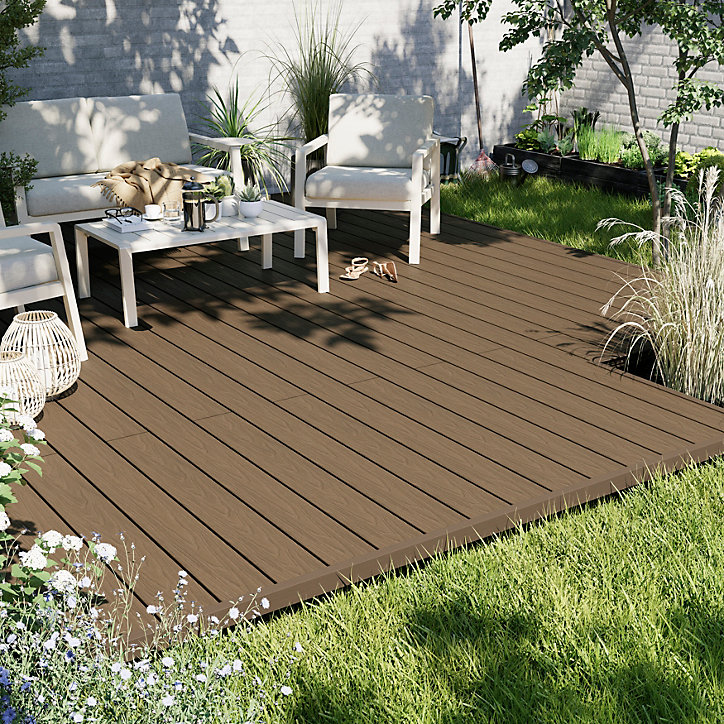 Profil de finition clipsable en composite Neva premium effet bois teck L.220 x l.14,5x H.5,2 cm