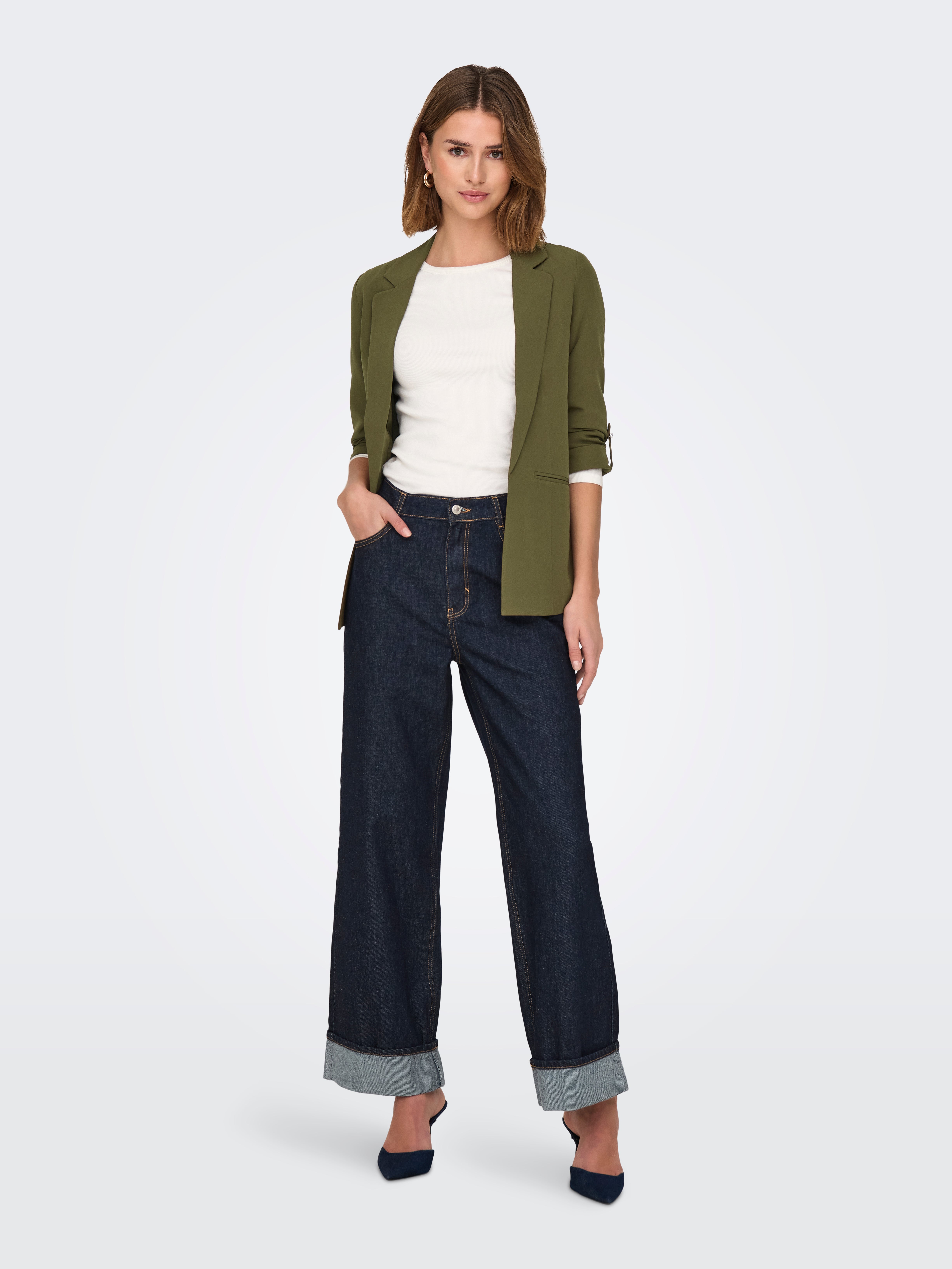 ONLHOPE Hohe Taille Weiter Beinschnitt Jeans Dark Blue Denim