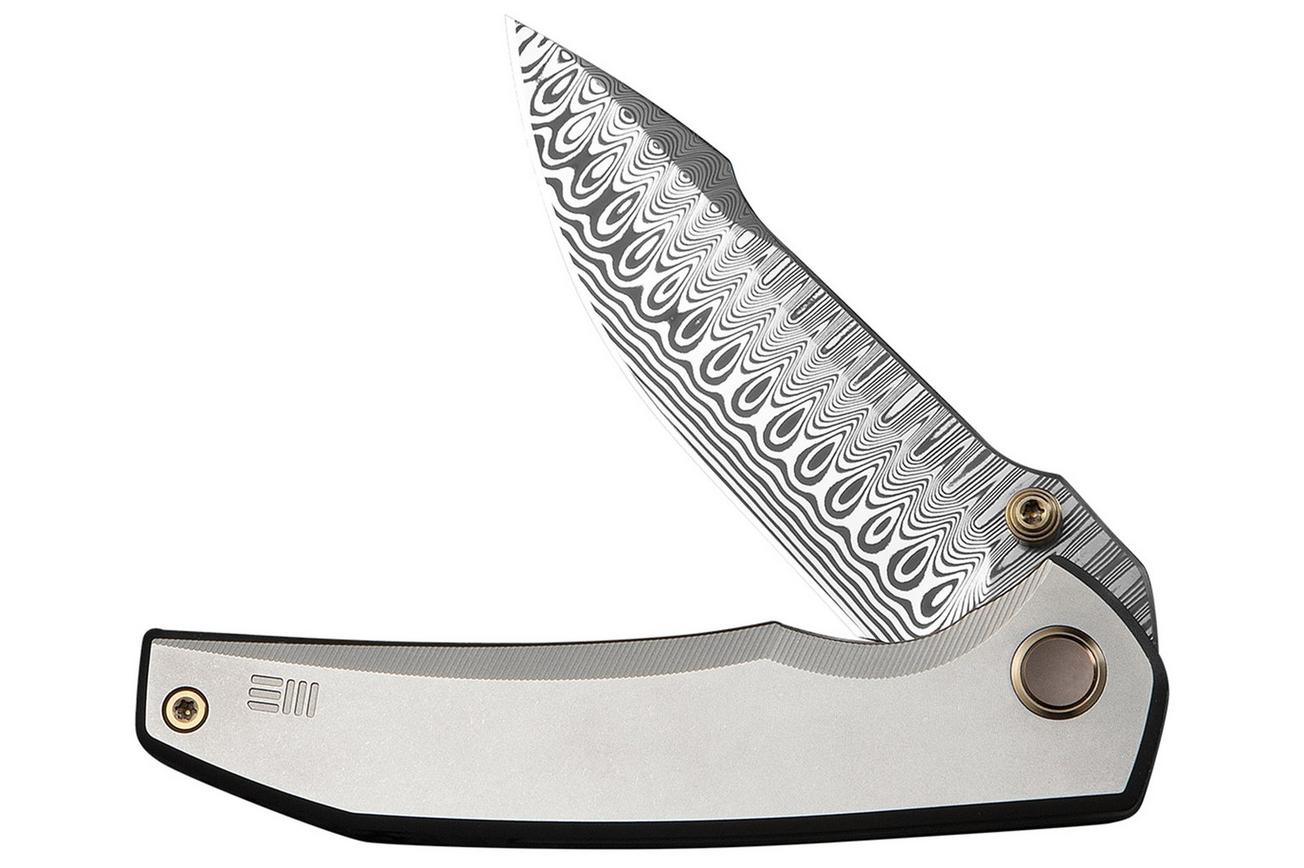 WE Knife Ryson WE24086-DS1 Hugin Damasteel, Gray Titanium, zakmes, Raven The Pirate design