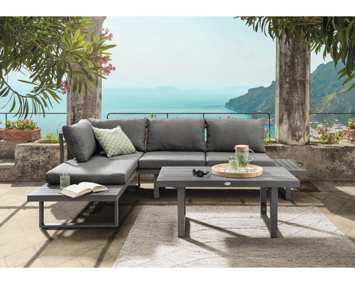 Destiny Sea Point 4-zits loungeset bestaande uit: 2 banken, aluminiumgrijze tafel