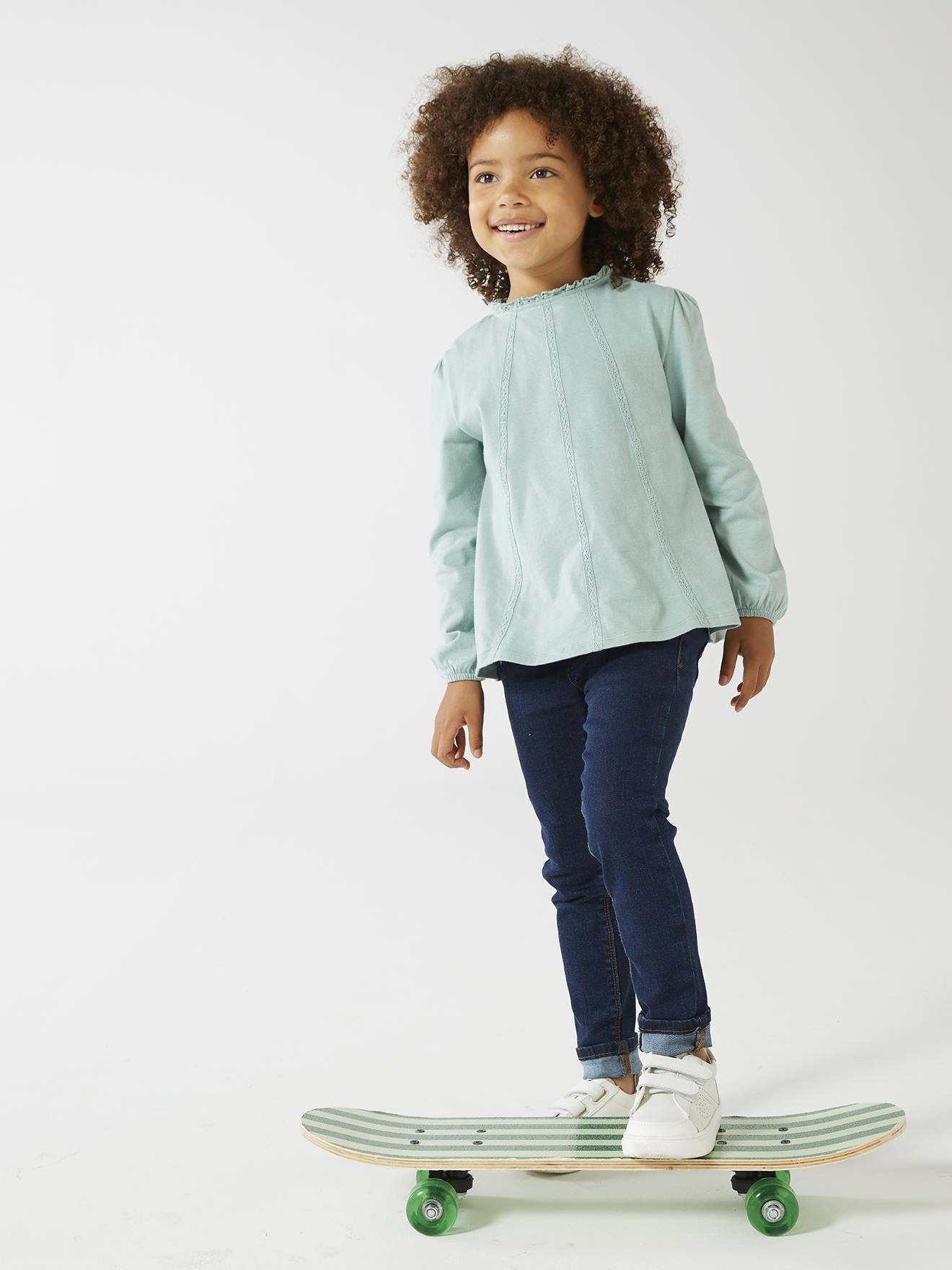 Calça jeans básica tregging para meninas cor pedra