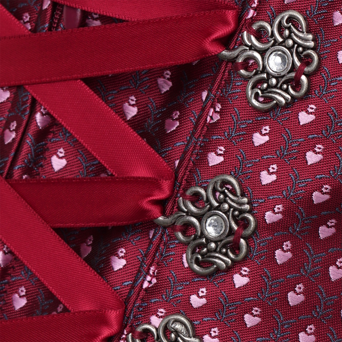 Gina Benotti Damen Dirndl mit Jacquard-Muster dunkelrot / dunkelgrün