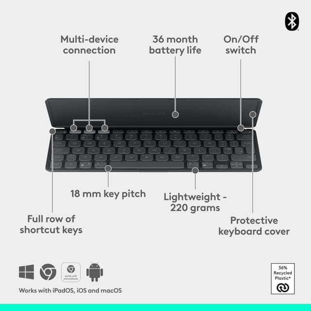 Logitech Keys-To-Go 2 trådløst tastatur (Graphite)