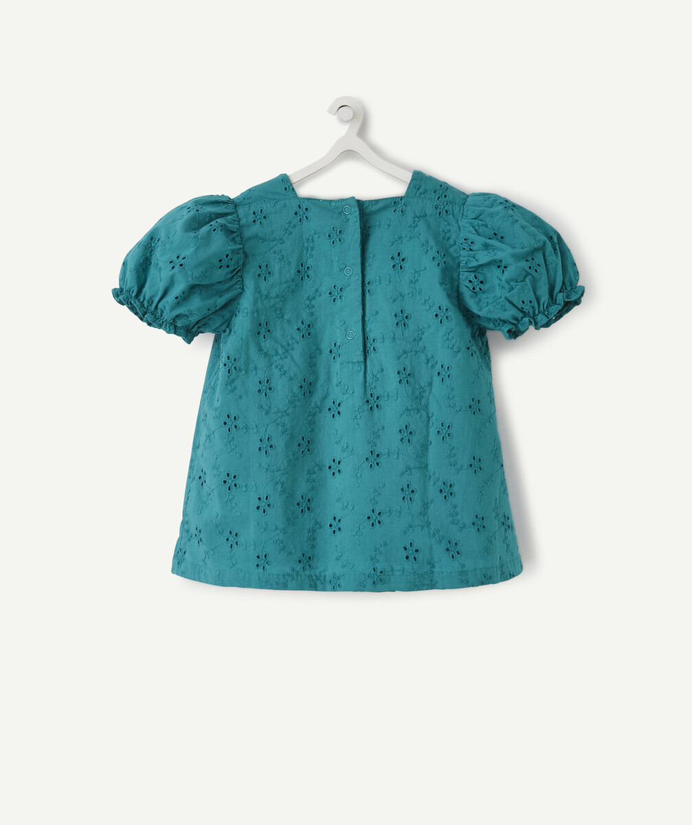 LE CHEMISIER EN BRODERIE ANGLAISE VERT AVEC COL CARRÉ