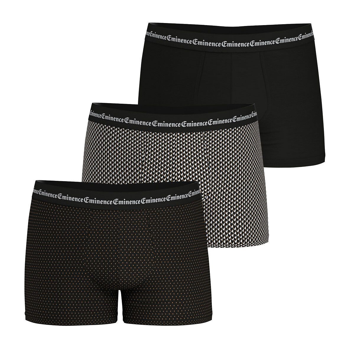 EMINÊNCIA<br>Conjunto de 3 cuecas boxer IMPRESSÃO COMERCIAL
