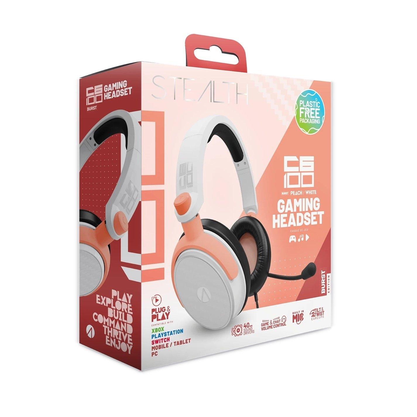 Stealth GAME C6 100 Burst Gaming Headset PS4 PS5 XBOX Switch And PC Peach And White